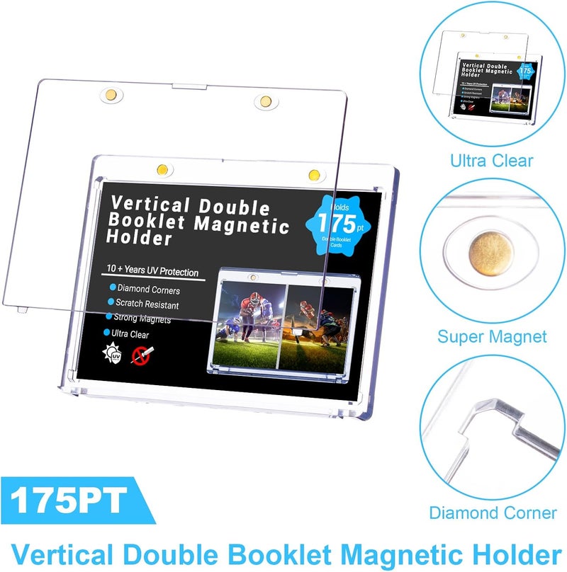RIXUGIT 2-Pack Vertical Booklet Magnetic Card-Holder - 175PT Booklet Case-UV Protection, One Touch Booklet Magnetic Card Holder Fit for National Treasure Cards, Script Cards Storage and Playbook Cards Display - Image 3